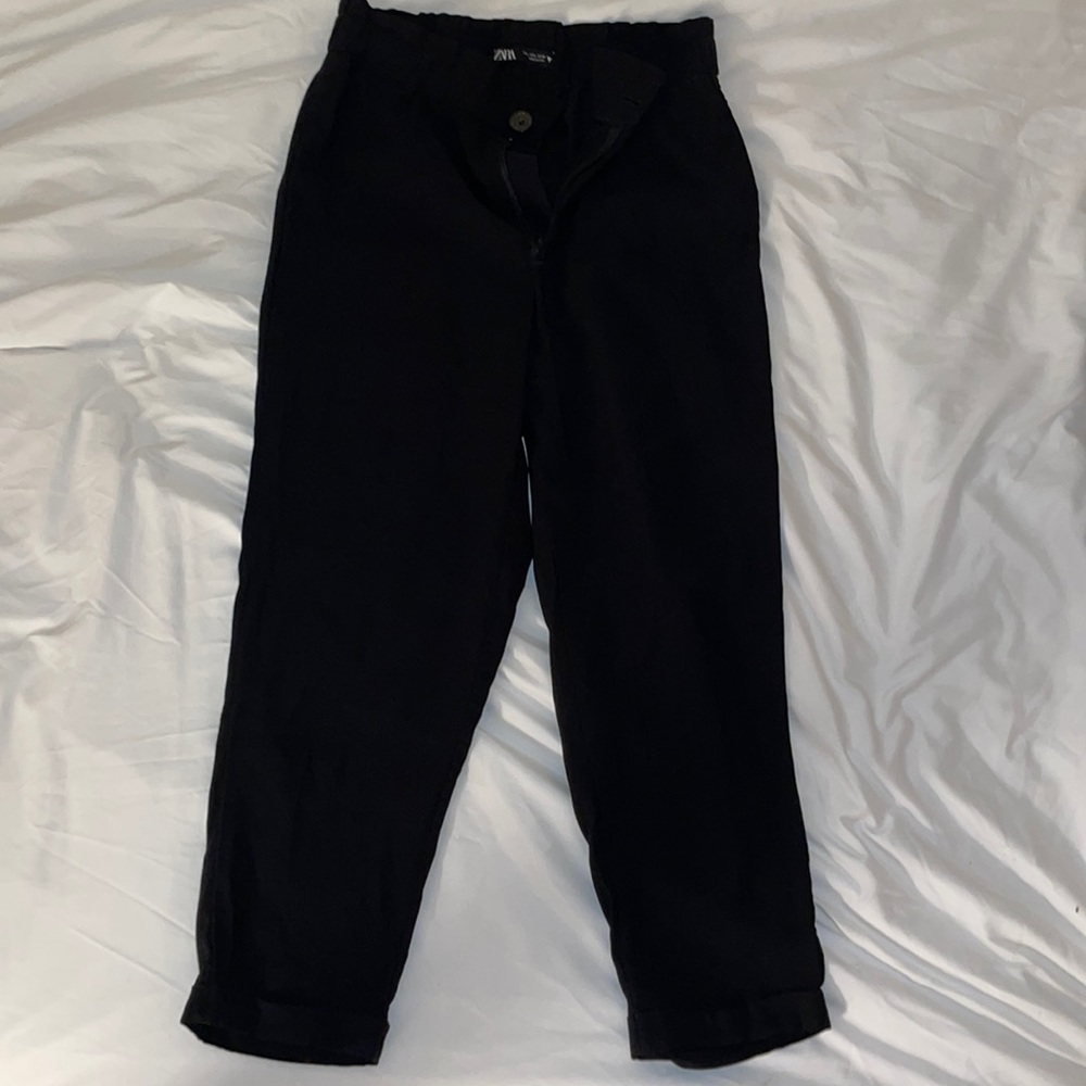 Zara Paperbag Baggy Pants in Black, US L